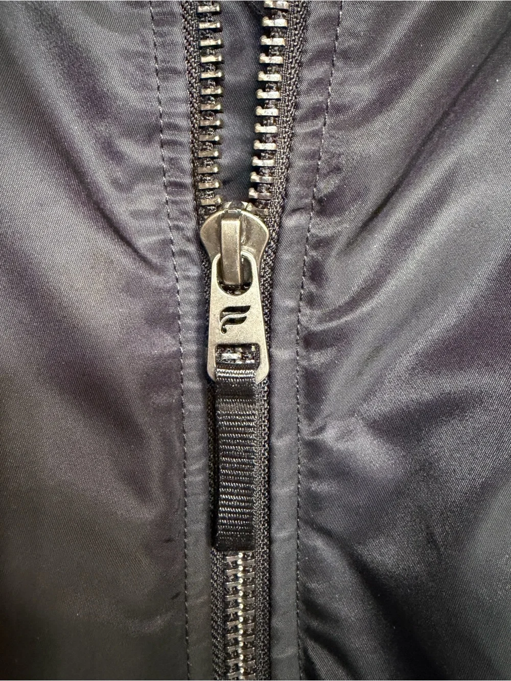 Fabletics Men’s Bomber Jacket Black Nylon Flight Jacket MA-1 Utility Zip